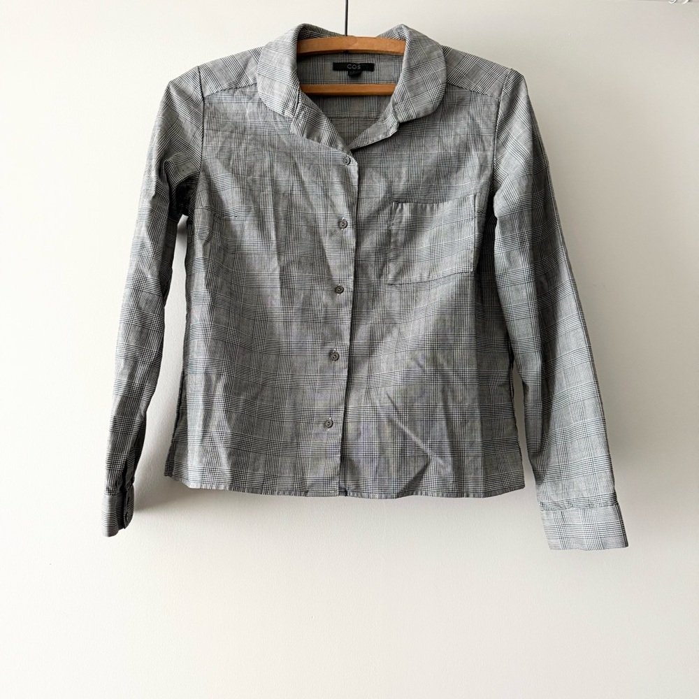 COS | Wool Peter Pan Collared Plaid Button Down Shirt Contemporary Minimalist 2‎